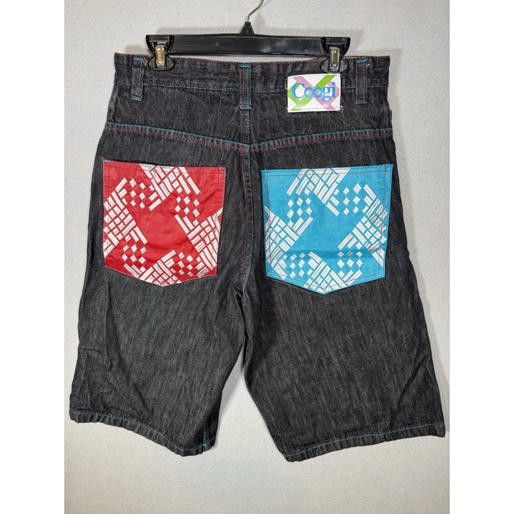 Vintage Coogi Colorful Y2K Baggy Denim Jorts Shorts Hip-Hop Embroidered Men's 34